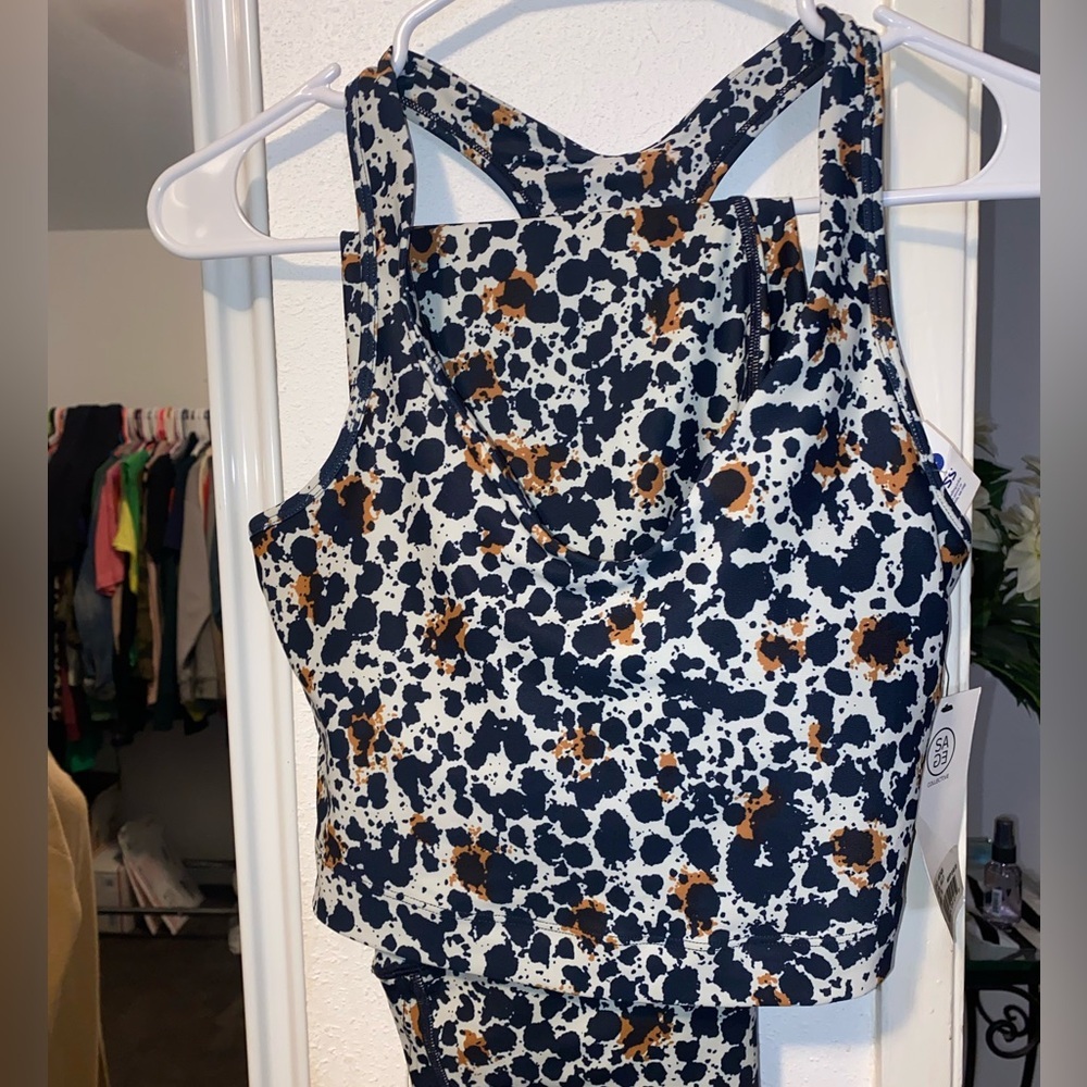 Sage Blue and Orange Patterned Top 
Worn a few times